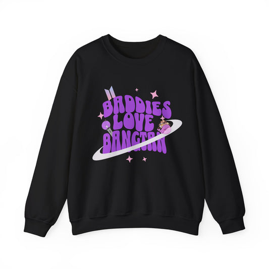 Crewneck Sweatshirt — Baddies Love Bangtan Purple Retro Space Graphic
