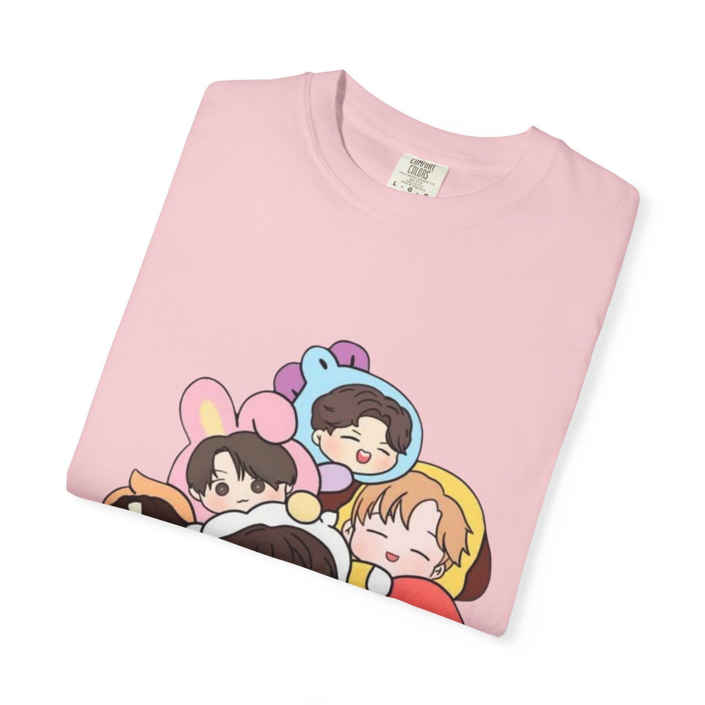 Cute K-Pop Cartoon Characters T-Shirt — Kawaii Idol Group Design