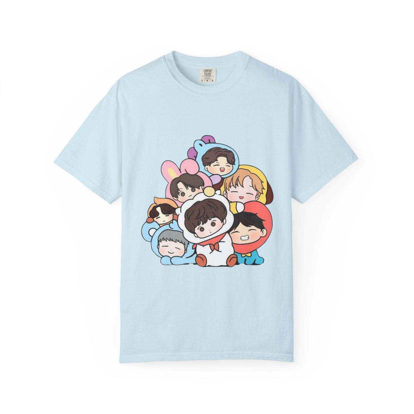 Cute K-Pop Cartoon Characters T-Shirt — Kawaii Idol Group Design