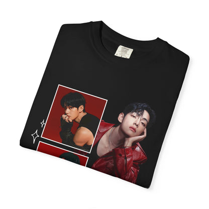 Photo Collage T-Shirt — Red Portrait Grid Graphic Tee