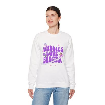 Crewneck Sweatshirt — Baddies Love Bangtan Purple Retro Space Graphic