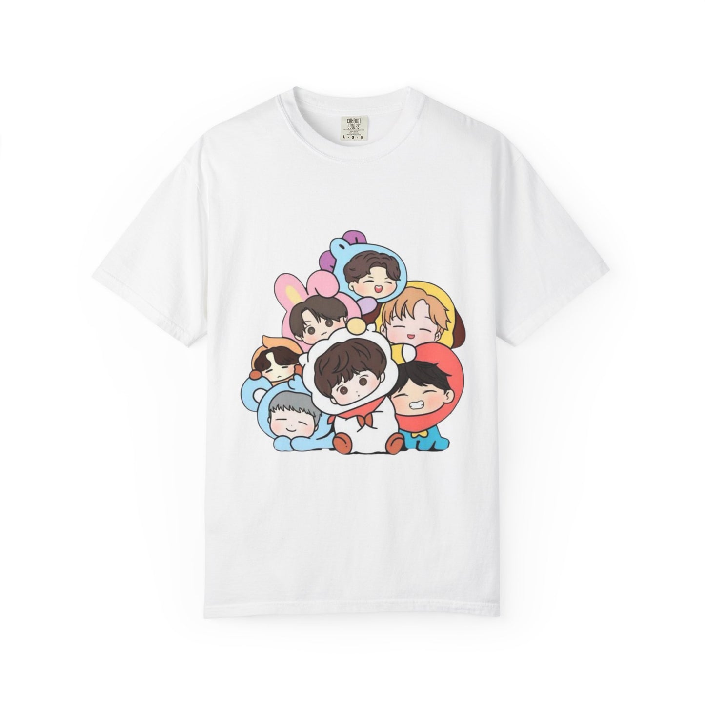 Cute K-Pop Cartoon Characters T-Shirt — Kawaii Idol Group Design