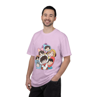 Cute K-Pop Cartoon Characters T-Shirt — Kawaii Idol Group Design