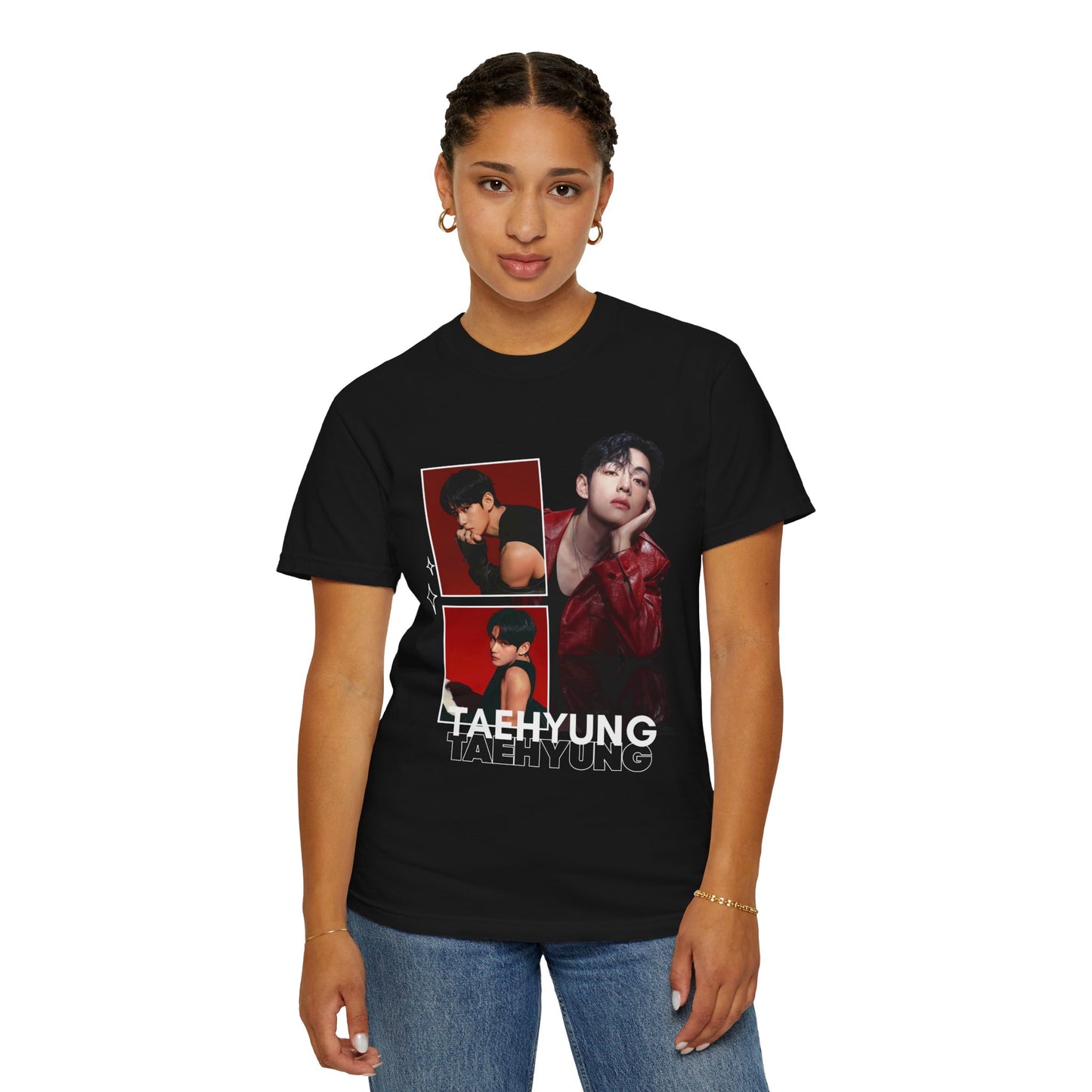 Photo Collage T-Shirt — Red Portrait Grid Graphic Tee