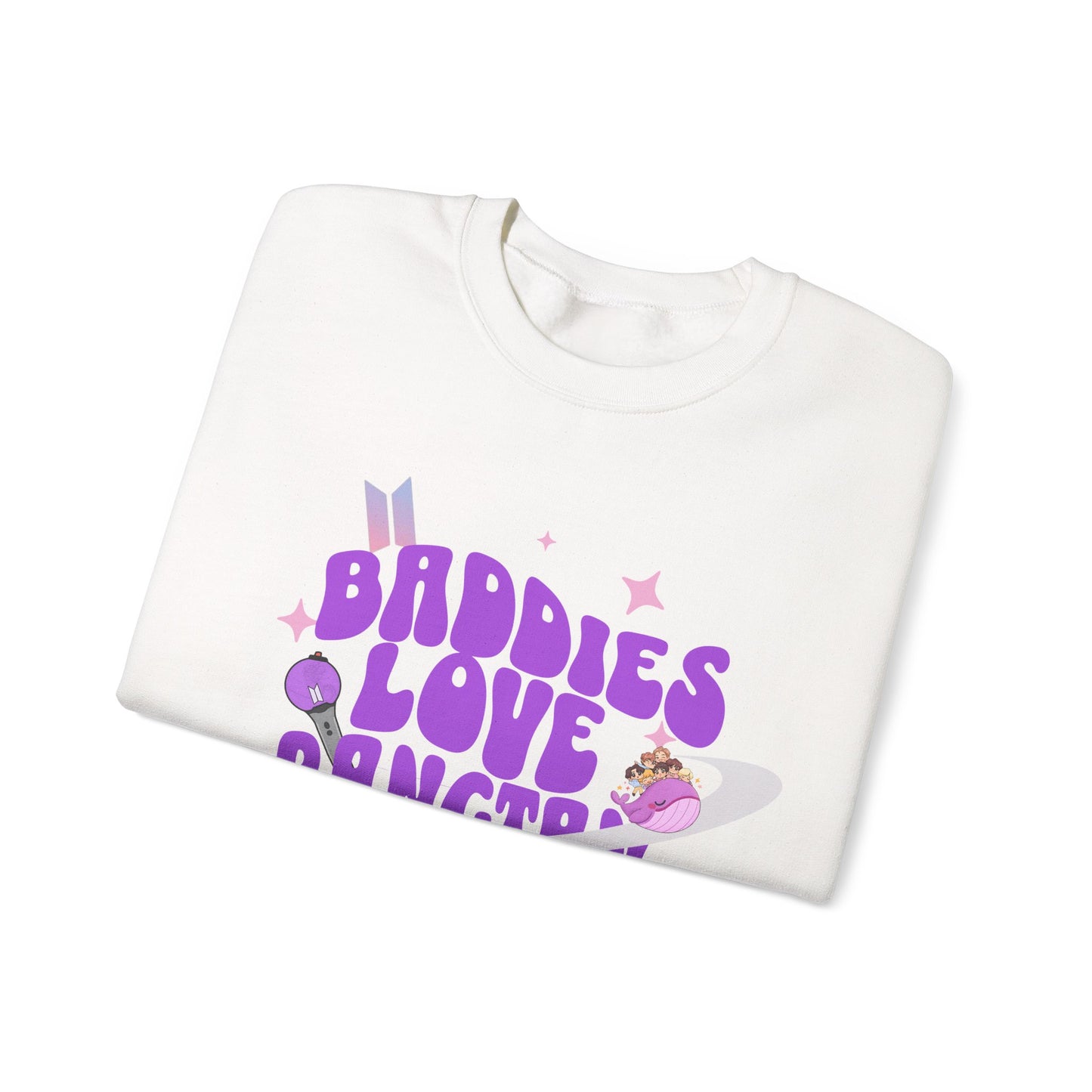 Crewneck Sweatshirt — Baddies Love Bangtan Purple Retro Space Graphic