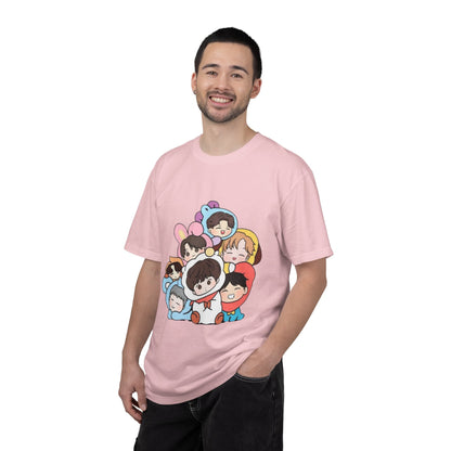 Cute K-Pop Cartoon Characters T-Shirt — Kawaii Idol Group Design
