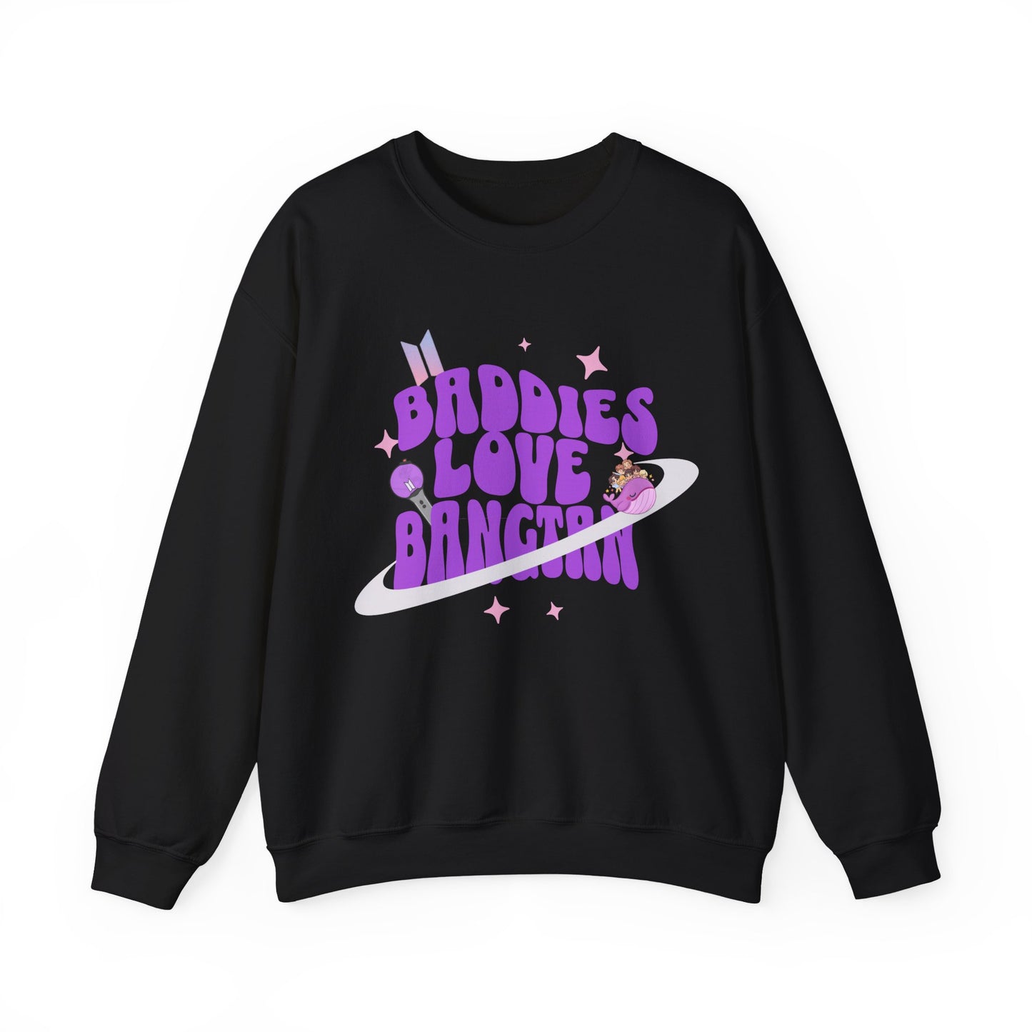 Crewneck Sweatshirt — Baddies Love Bangtan Purple Retro Space Graphic