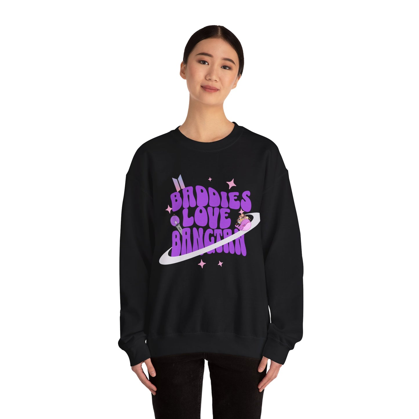 Baddies Love Bangtan Crewneck Sweatshirt — K‑Pop BTS Fan Graphic Pullover
