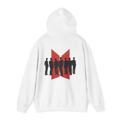 BTS Fan Hoodie - Red Logo & Silhouette K-Pop Pullover
