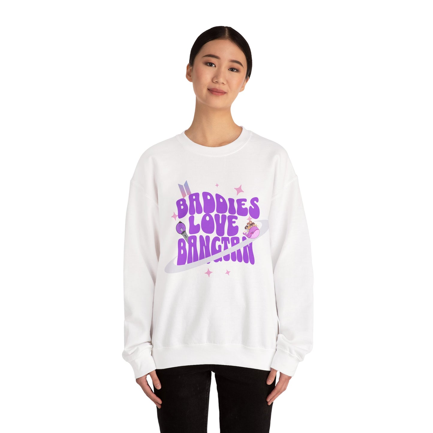 Baddies Love Bangtan Crewneck Sweatshirt — K‑Pop BTS Fan Graphic Pullover