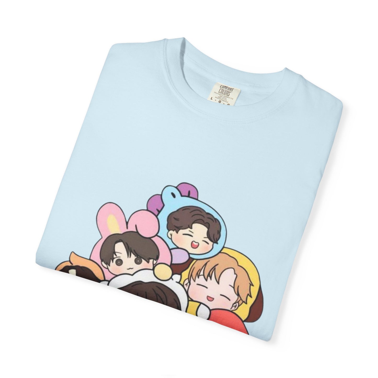 Cute K-Pop Cartoon Characters T-Shirt — Kawaii Idol Group Design