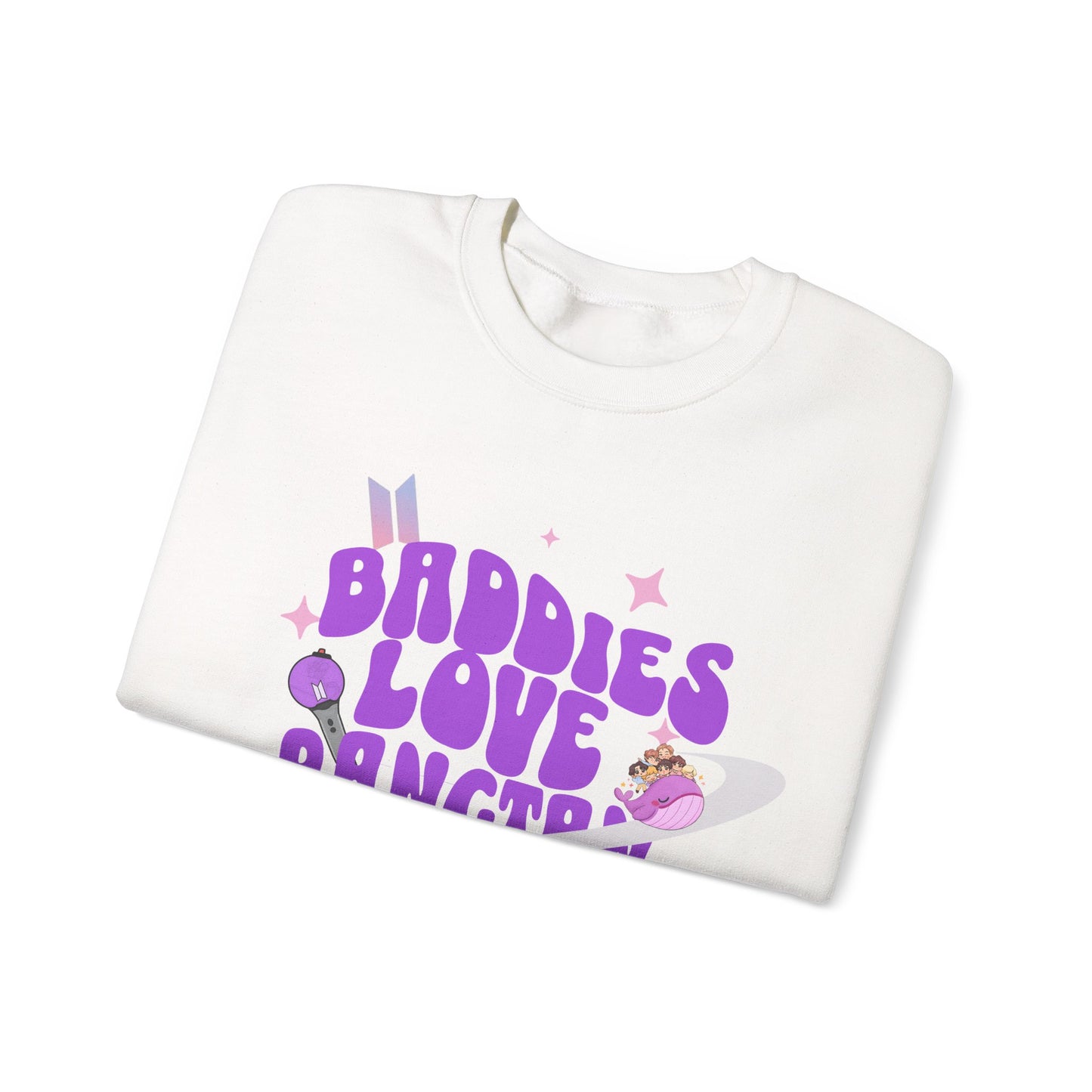 Baddies Love Bangtan Crewneck Sweatshirt — K‑Pop BTS Fan Graphic Pullover