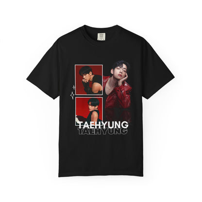 Photo Collage T-Shirt — Red Portrait Grid Graphic Tee