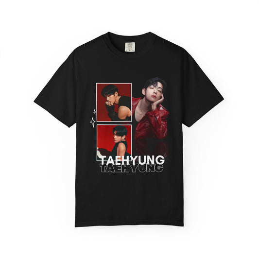 Photo Collage T-Shirt — Red Portrait Grid Graphic Tee