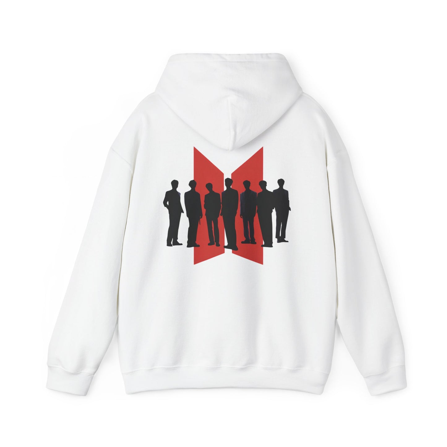 BTS Fan Hoodie - Red Logo & Silhouette K-Pop Pullover